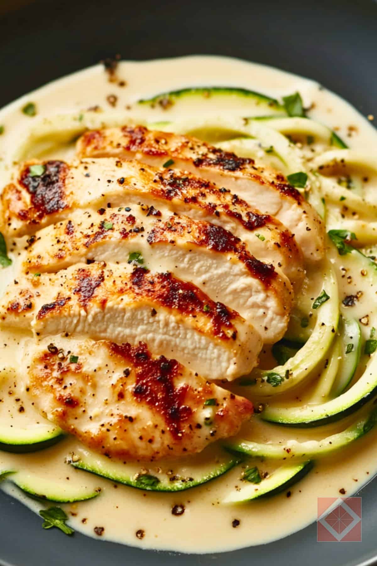 Zoodle Chicken Alfredo: A Guilt-Free Comfort Food 4 Zoodle Chicken Alfredo: A Guilt-Free Comfort Food - Chicken Alfredo with Zoodles pin 2 midia