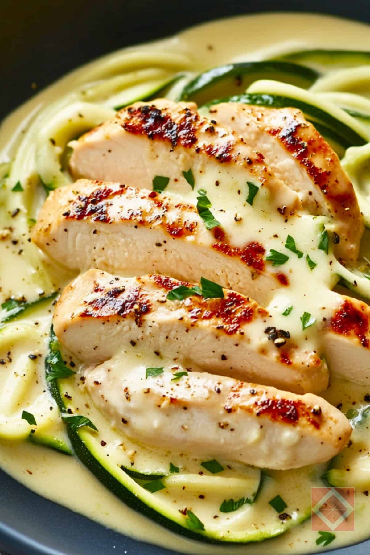 Zoodle Chicken Alfredo: A Guilt-Free Comfort Food 5 Zoodle Chicken Alfredo: A Guilt-Free Comfort Food - Chicken Alfredo with Zoodles pin 3 midia