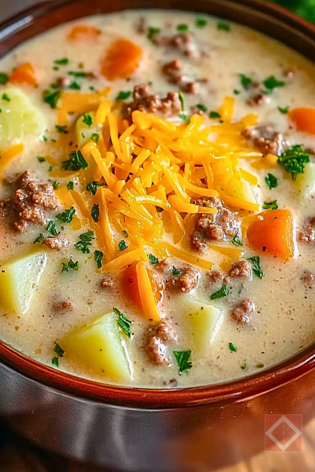 Easy Creamy Potato & Hamburger Soup Crockpot Recipe 4 Easy Creamy Potato & Hamburger Soup Crockpot Recipe - Creamy Potato and Hamburger Soup Meal Crockpot pin 2 midia