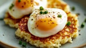 Crispy Cauliflower Hash Browns with Perfect Poached Eggs 1 Crispy Cauliflower Hash Browns with Perfect Poached Eggs - Crispy Cauliflower Hash Browns with Perfect Poached Eggs midia 1
