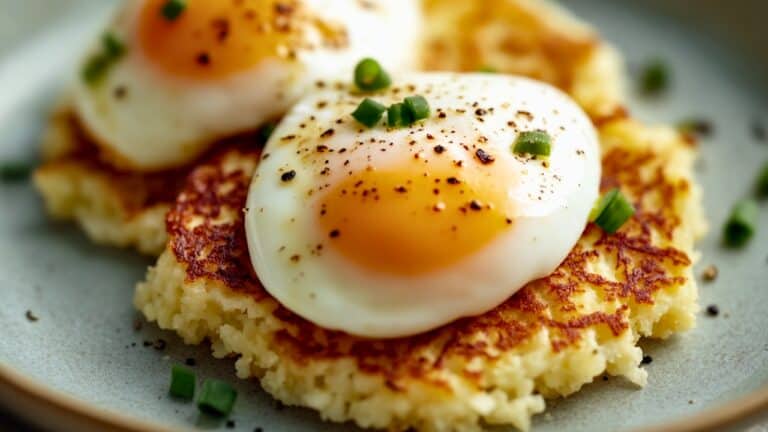 Crispy Cauliflower Hash Browns with Perfect Poached Eggs 3 Crispy Cauliflower Hash Browns with Perfect Poached Eggs - Crispy Cauliflower Hash Browns with Perfect Poached Eggs midia 1
