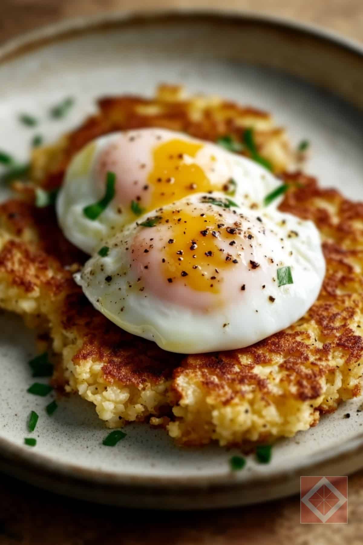 Crispy Cauliflower Hash Browns with Perfect Poached Eggs 4 Crispy Cauliflower Hash Browns with Perfect Poached Eggs - Crispy Cauliflower Hash Browns with Perfect Poached Eggs pin 2 midia