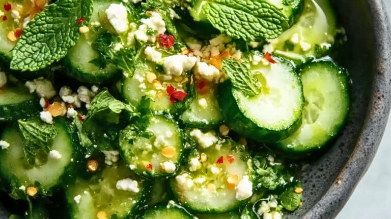 Mediterranean-Inspired DASH Diet Cucumber Salad 2 Mediterranean-Inspired DASH Diet Cucumber Salad - Cucumbers with Feta Mint and Sumac midia