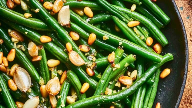 Healthy Green Beans with Pine Nuts: DASH Diet Style 7 Healthy Green Beans with Pine Nuts: DASH Diet Style - Diet Green Beans with Pine Nuts and Garlic midia