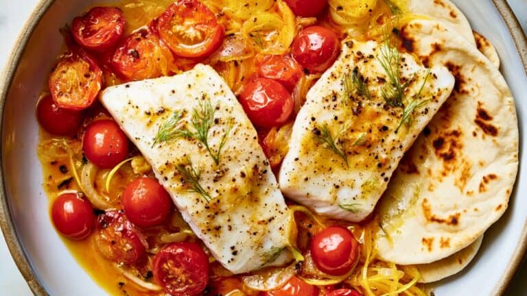 15 Min Mediterranean Fish with Saffron-Infused Tomatoes 6 15 Min Mediterranean Fish with Saffron-Infused Tomatoes - Fish Recipe with Saffron Cherry Tomatoes midia