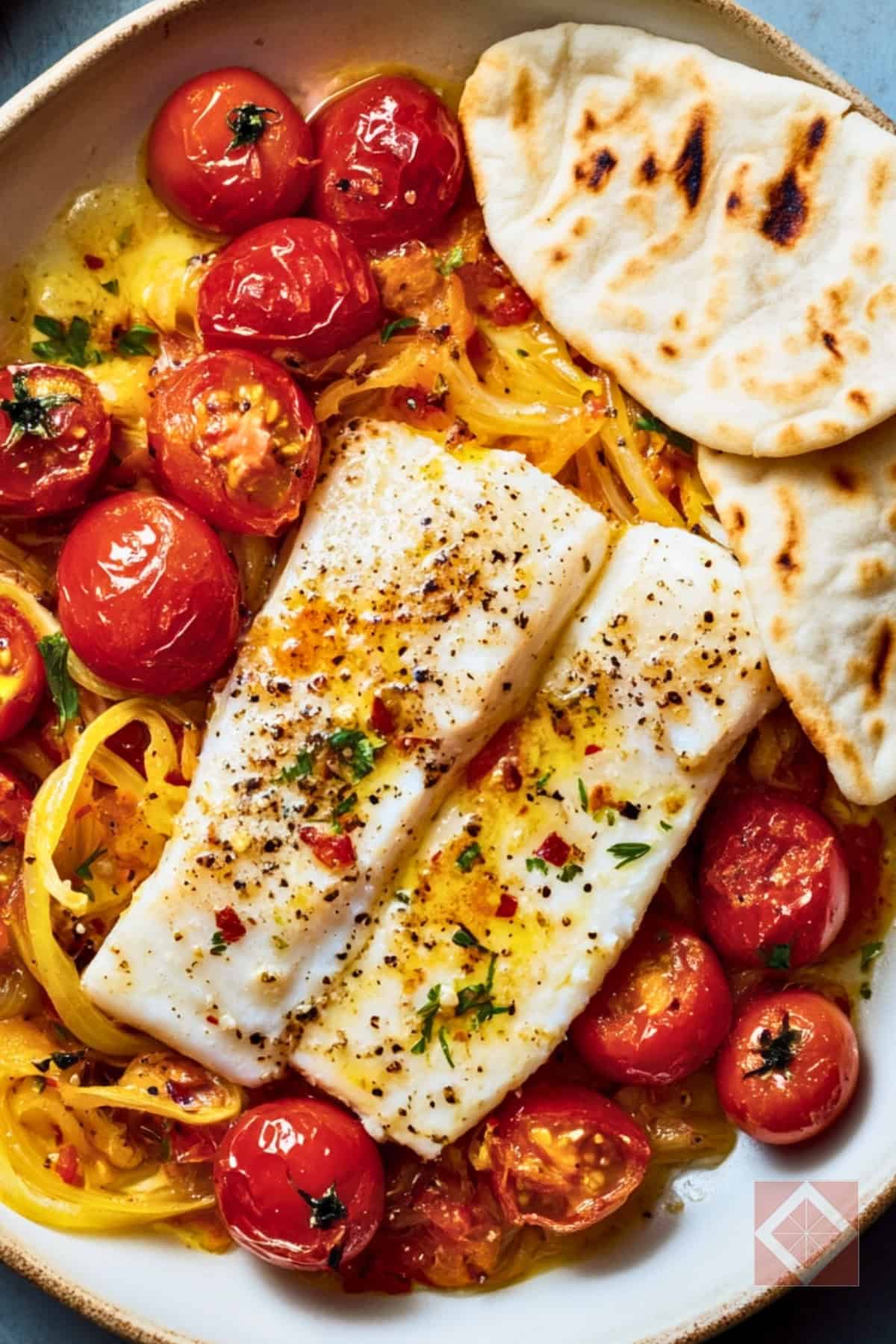 15 Min Mediterranean Fish with Saffron-Infused Tomatoes 3 15 Min Mediterranean Fish with Saffron-Infused Tomatoes - Fish Recipe with Saffron Cherry Tomatoes pin 2 midia 1