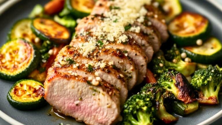 Juicy High-Protein Pork Recipe for Any Night 3 Juicy High-Protein Pork Recipe for Any Night - Garlic Parmesan Pork Tenderloin with Roasted Veggies midia
