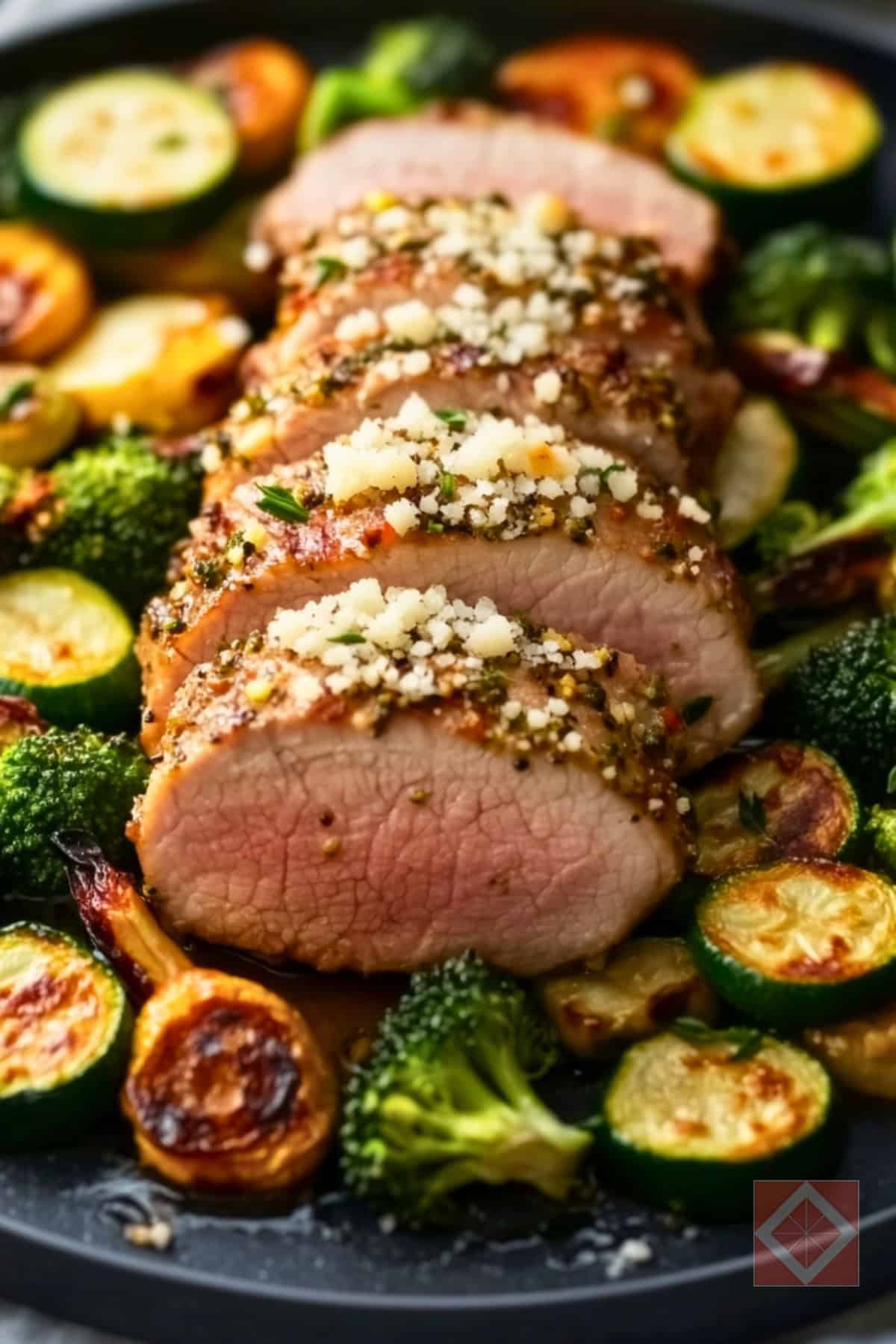 Juicy High-Protein Pork Recipe for Any Night 4 Juicy High-Protein Pork Recipe for Any Night - Garlic Parmesan Pork Tenderloin with Roasted Veggies pin 2 midia