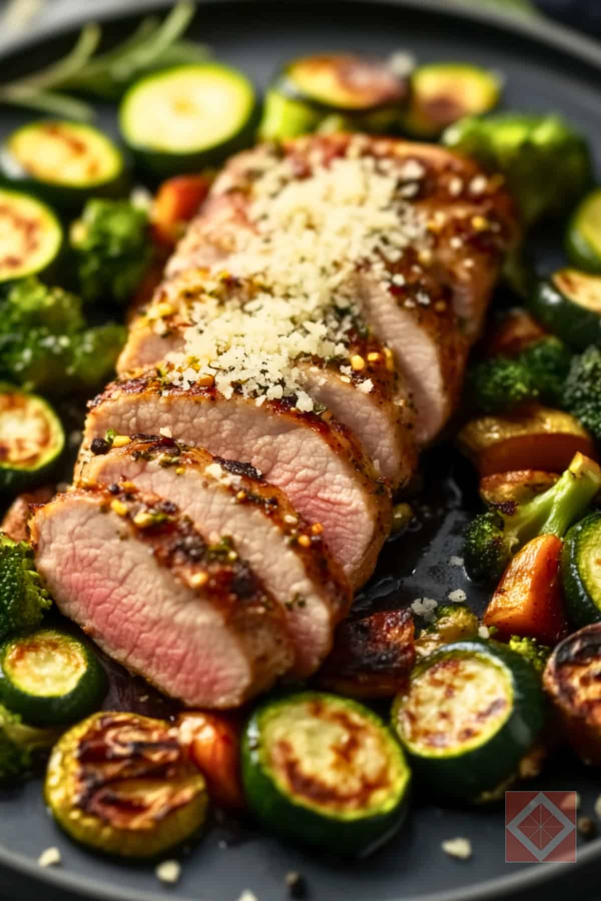 Juicy High-Protein Pork Recipe for Any Night 5 Juicy High-Protein Pork Recipe for Any Night - Garlic Parmesan Pork Tenderloin with Roasted Veggies pin 3 midia