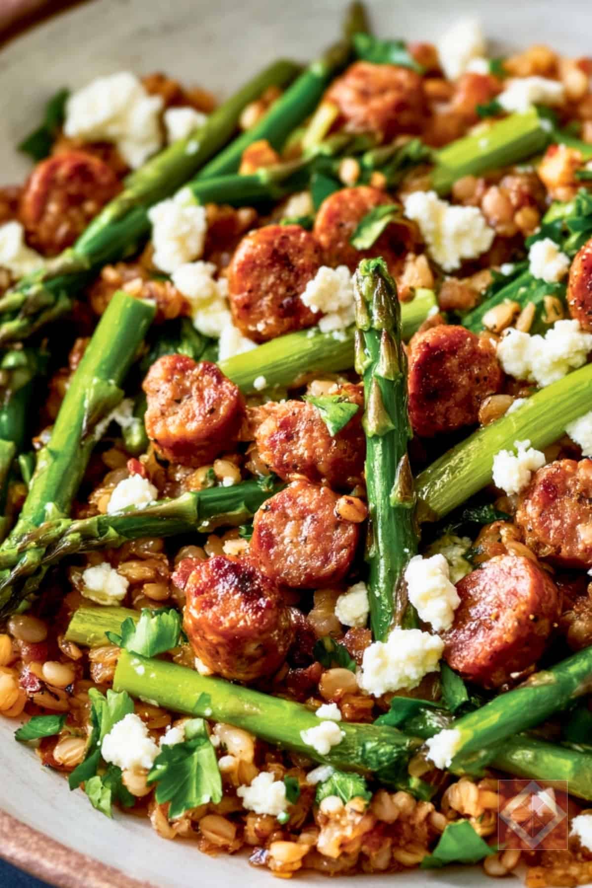 15 Min Hearty Garlic Grains Recipe with Sausage & Veggies 4 15 Min Hearty Garlic Grains Recipe with Sausage & Veggies - Garlicky Grains Recipe with Asparagus Sausage pin 3 midia 1