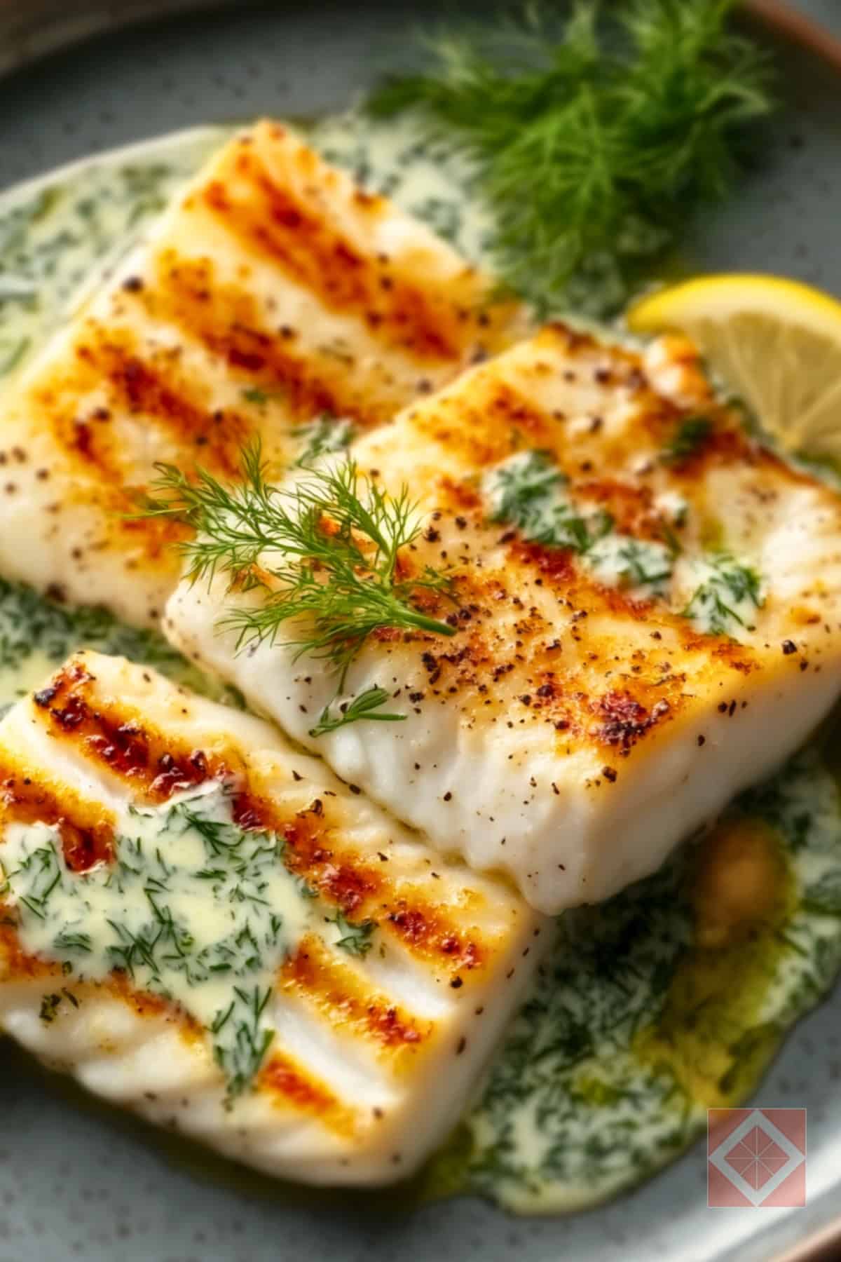 Easy Grilled Halibut Recipe with a Light & Fresh Sauce 4 Easy Grilled Halibut Recipe with a Light & Fresh Sauce - Grilled Halibut with Lemon Dill Sauce pin 2 midia