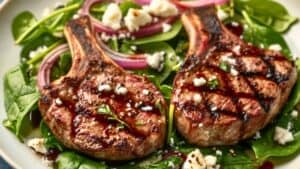 High Protein Lamb Chops with a Fresh Spinach Salad 1 High Protein Lamb Chops with a Fresh Spinach Salad - Grilled Lamb Chops with Spinach Salad midia