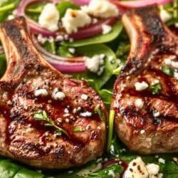 High Protein Lamb Chops with a Fresh Spinach Salad 6 High Protein Lamb Chops with a Fresh Spinach Salad - Grilled Lamb Chops with Spinach Salad midia