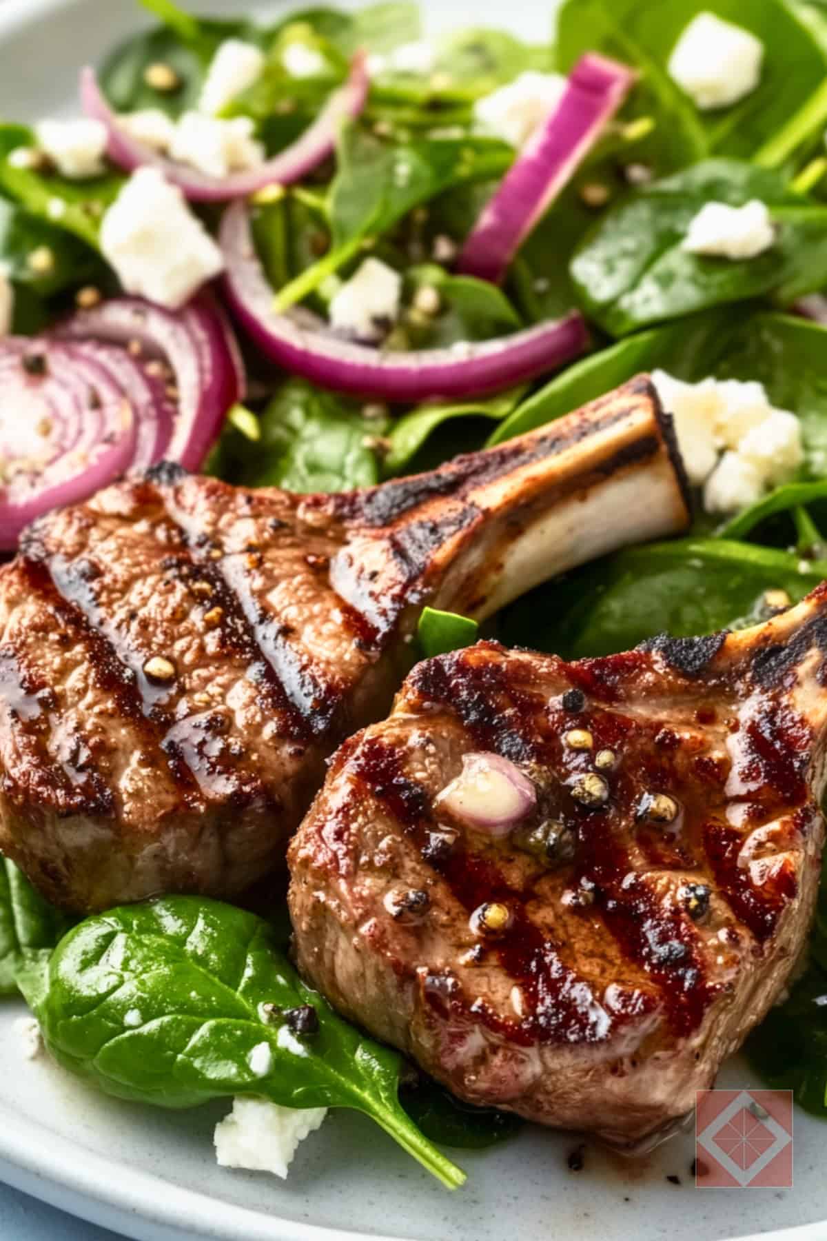 High Protein Lamb Chops with a Fresh Spinach Salad 5 High Protein Lamb Chops with a Fresh Spinach Salad - Grilled Lamb Chops with Spinach Salad pin 3 midia