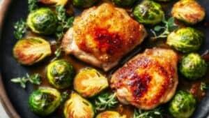 High-Protein Chicken Thighs with Roasted Sprouts 1 High-Protein Chicken Thighs with Roasted Sprouts - High Protein Baked Chicken Thighs with Brussels Sprouts midia