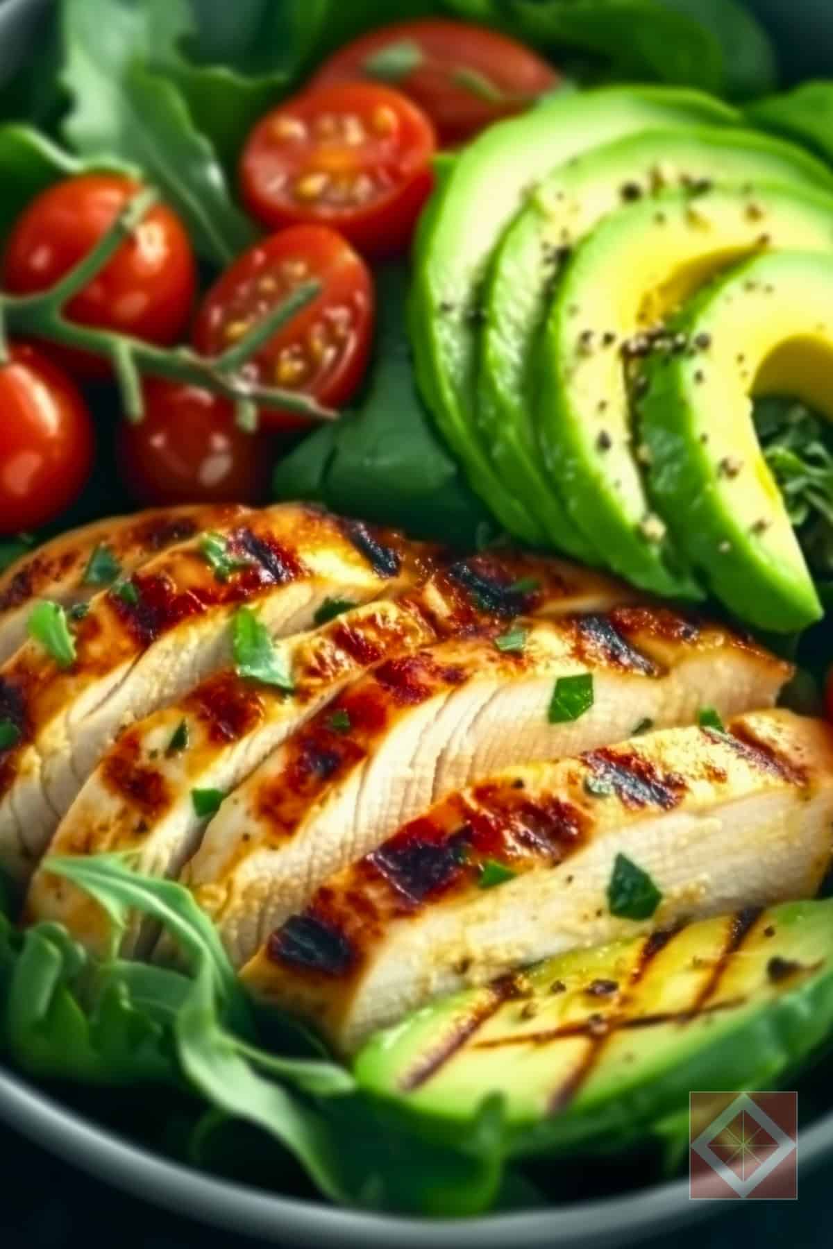 High-Protein Grilled Chicken Salad with Creamy Avocado 3 High-Protein Grilled Chicken Salad with Creamy Avocado - High Protein Grilled Chicken Salad with Creamy Avocado pin 1 midia 1