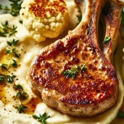 A High-Protein, Easy Recipe for Herb-Crusted Pork Chops 5 A High-Protein, Easy Recipe for Herb-Crusted Pork Chops - High Protein Herb Crusted Pork Chops with Cauliflower Puree midia