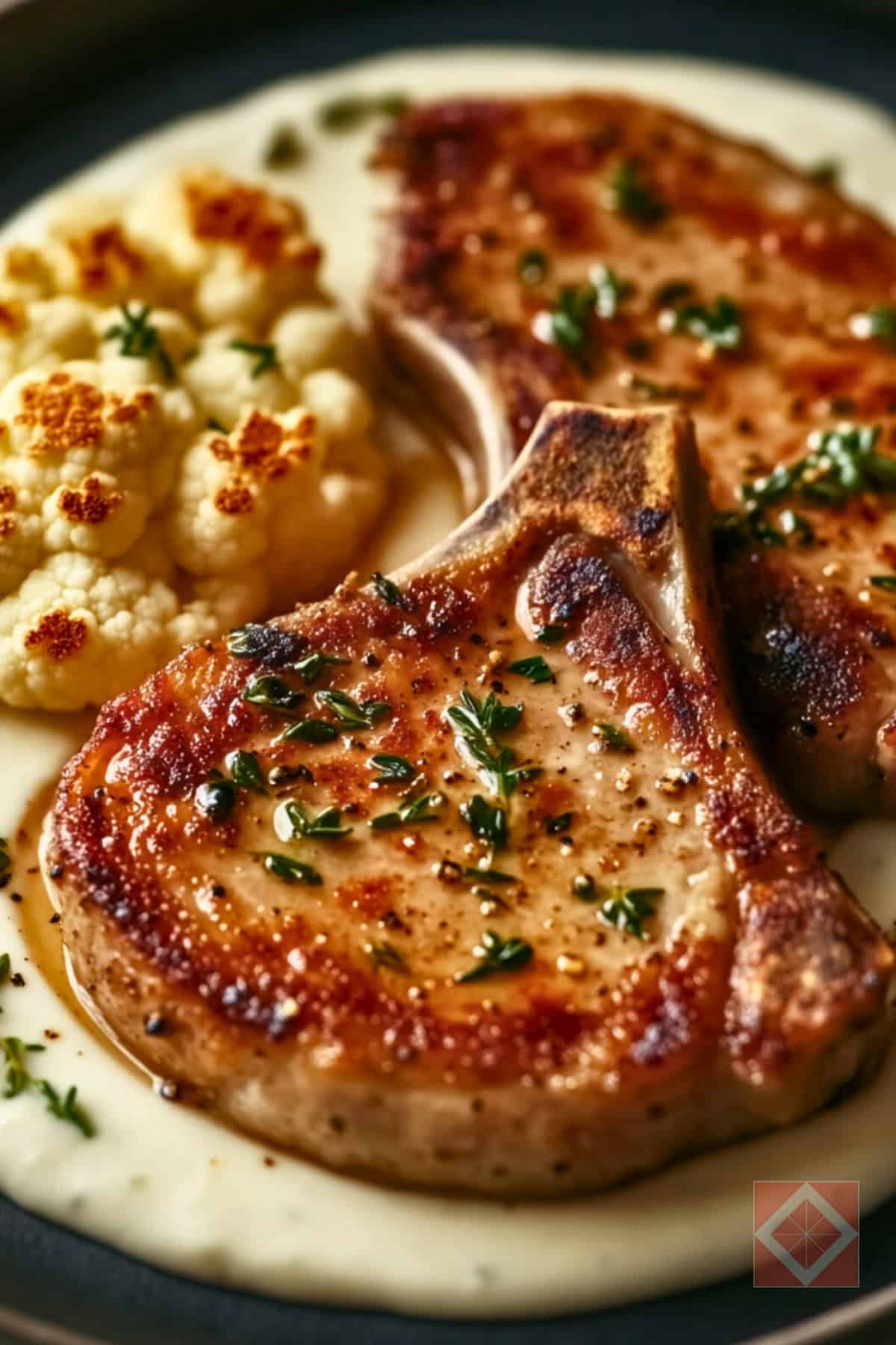 A High-Protein, Easy Recipe for Herb-Crusted Pork Chops 3 A High-Protein, Easy Recipe for Herb-Crusted Pork Chops - High Protein Herb Crusted Pork Chops with Cauliflower Puree pin 1 midia