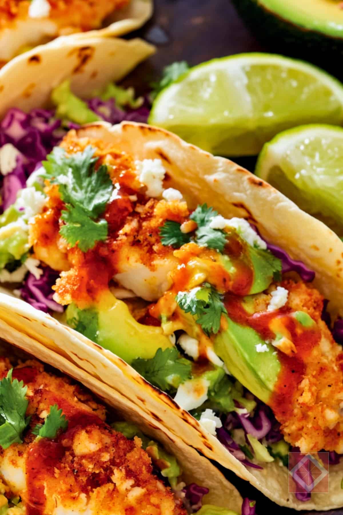 crunchy honey harissa fish tacos (30-mins, oven-baked, baja-style) 2 crunchy honey harissa fish tacos (30-mins, oven-baked, baja-style) - Honey Harissa Fish Tacos pin 1 midia
