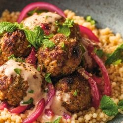 Simple Lamb Meatballs with Couscous & Pickled Onions 4 Simple Lamb Meatballs with Couscous & Pickled Onions - Lamb Meatballs with Couscous and Pickled Onions One Pot midia