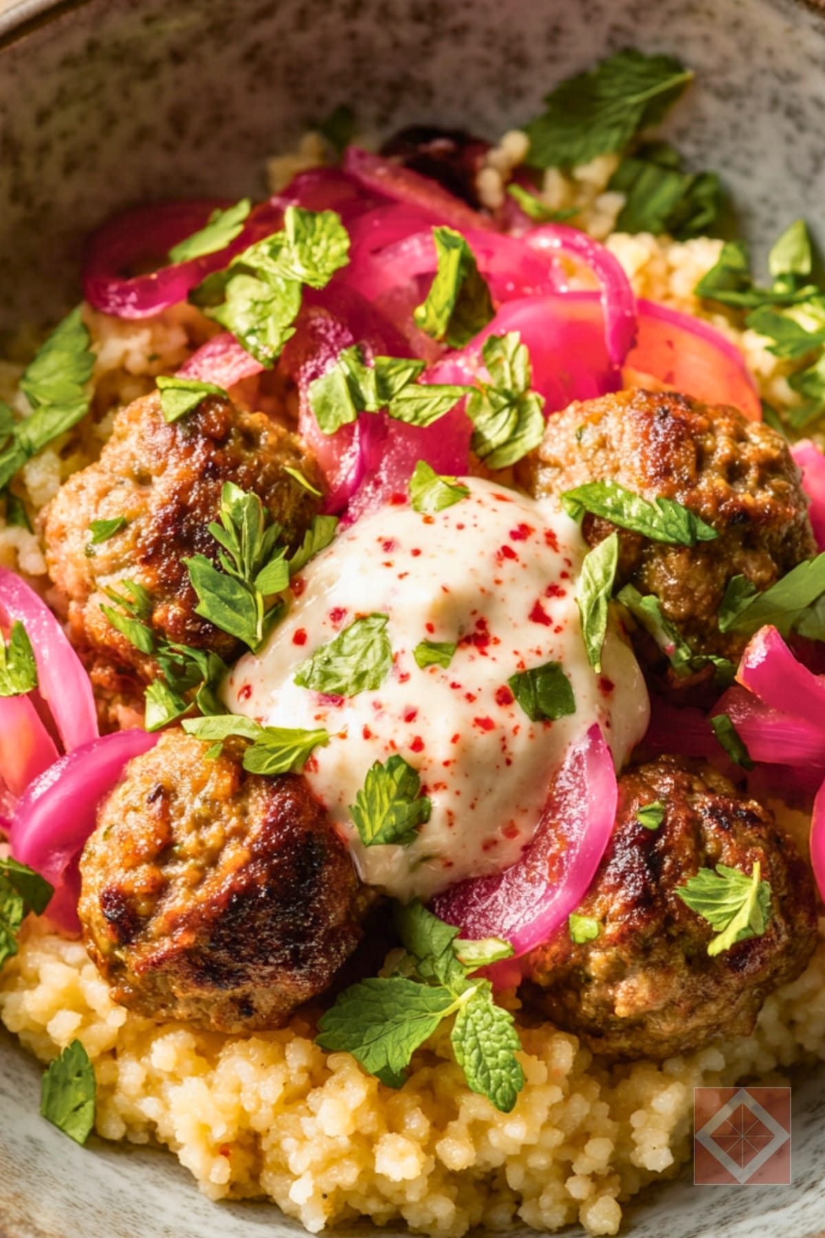 Simple Lamb Meatballs with Couscous & Pickled Onions 3 Simple Lamb Meatballs with Couscous & Pickled Onions - Lamb Meatballs with Couscous and Pickled Onions One Pot pin 2 midia