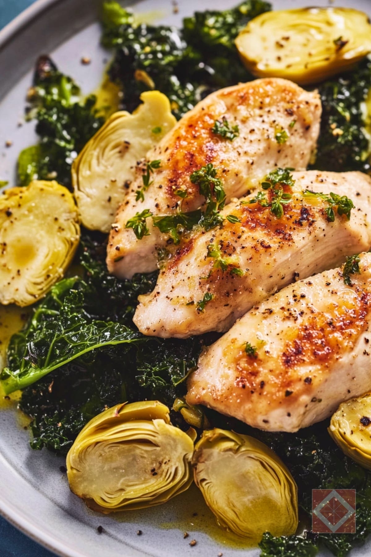 Lemon Chicken with Artichokes & Kale for DASH Diet 2 Lemon Chicken with Artichokes & Kale for DASH Diet - Lemon Chicken with Artichokes and Crispy Kale pin 1 midia