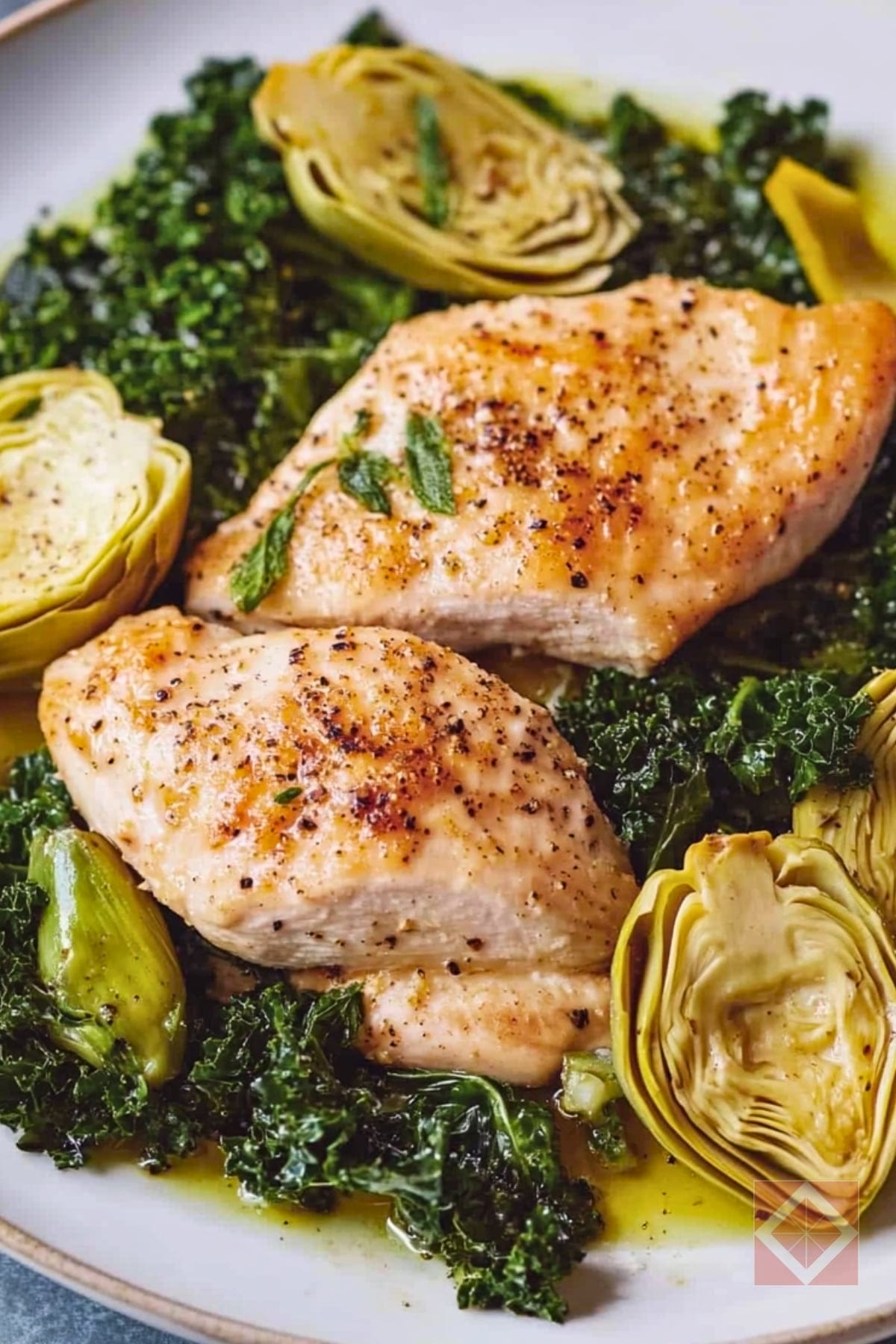Lemon Chicken with Artichokes & Kale for DASH Diet 4 Lemon Chicken with Artichokes & Kale for DASH Diet - Lemon Chicken with Artichokes and Crispy Kale pin 3 midia
