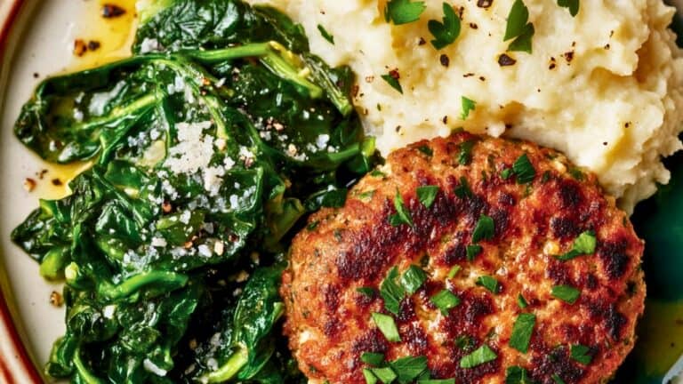 Juicy Herbed Turkey Patties with a Low-Carb Side 1 Juicy Herbed Turkey Patties with a Low-Carb Side - Lemony Herby Turkey Patties with Cauliflower Mash Sauteed Spinach midia