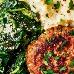 Juicy Herbed Turkey Patties with a Low-Carb Side 4 Juicy Herbed Turkey Patties with a Low-Carb Side - Lemony Herby Turkey Patties with Cauliflower Mash Sauteed Spinach midia