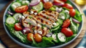 Mediterranean Greek Salad with Grilled Chicken & Feta 1 Mediterranean Greek Salad with Grilled Chicken & Feta - Mediterranean Greek Salad with Grilled Chicken Feta midia