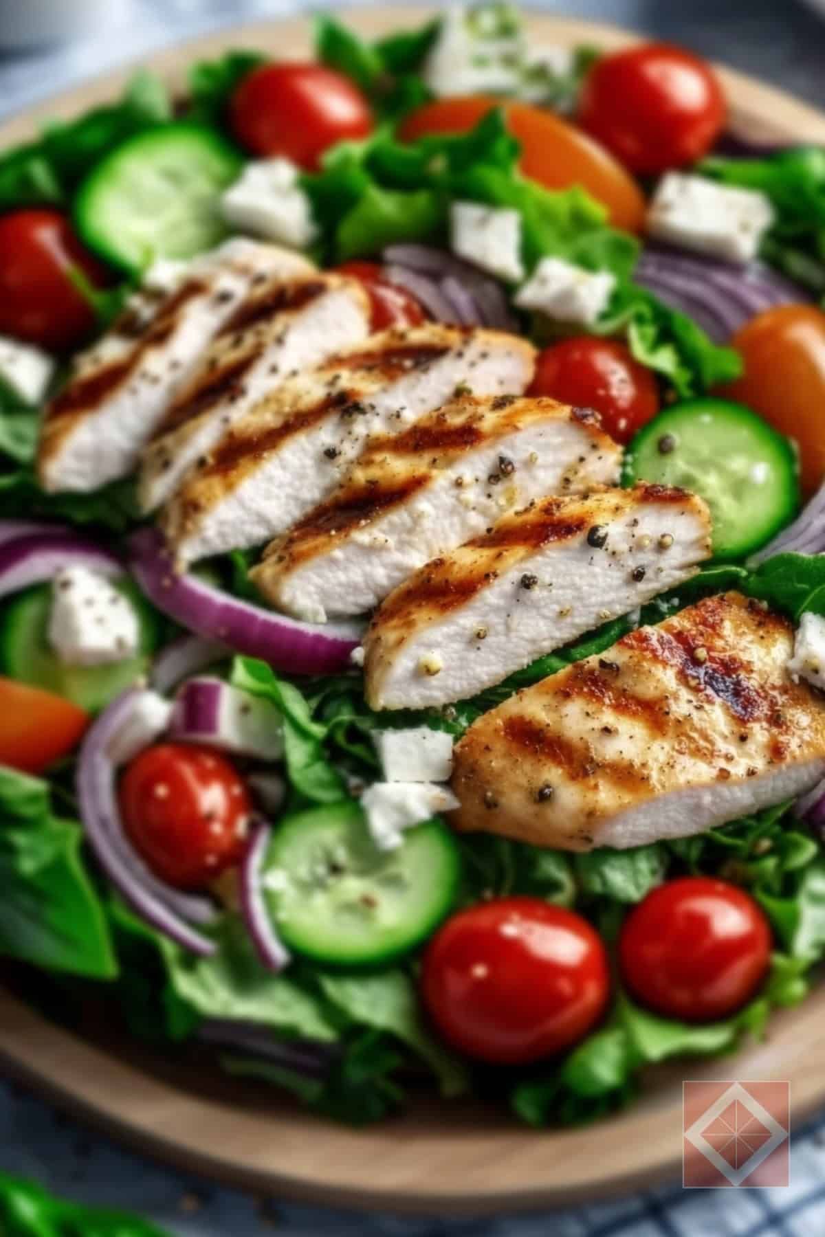 Mediterranean Greek Salad with Grilled Chicken & Feta 4 Mediterranean Greek Salad with Grilled Chicken & Feta - Mediterranean Greek Salad with Grilled Chicken Feta pin 2 midia