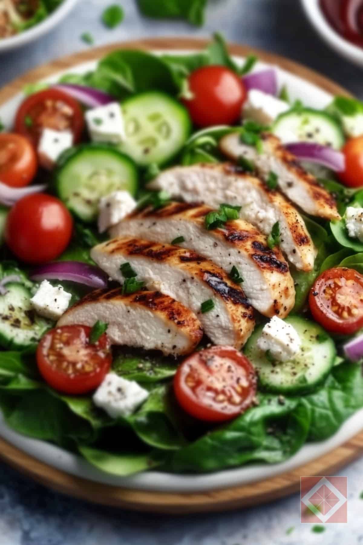Mediterranean Greek Salad with Grilled Chicken & Feta 3 Mediterranean Greek Salad with Grilled Chicken & Feta - Mediterranean Greek Salad with Grilled Chicken Fetapin 1 midia