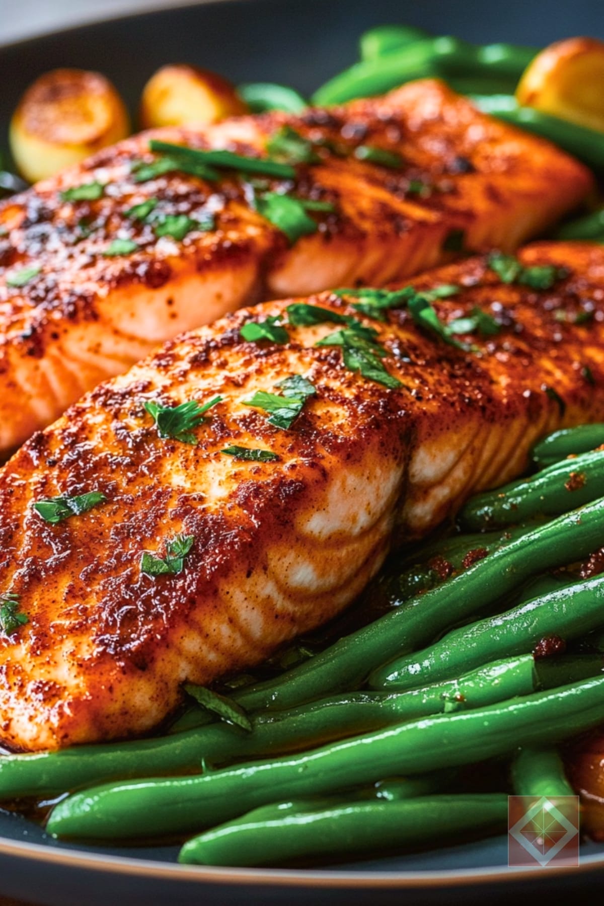 Best Pan-Seared Paprika Salmon with Spicy Green Beans One-Pot Recipe 3 Best Pan-Seared Paprika Salmon with Spicy Green Beans One-Pot Recipe - Pan Seared Paprika Salmon with Spicy Green Beans One Pot pin 2 midia