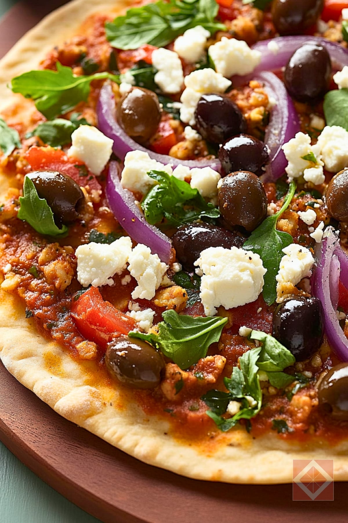 Feta & Olive Pita Pizza That's DASH Diet Approved 2 Feta & Olive Pita Pizza That's DASH Diet Approved - Pita Pizza with Olives Feta and Red Onion pin 1 midia