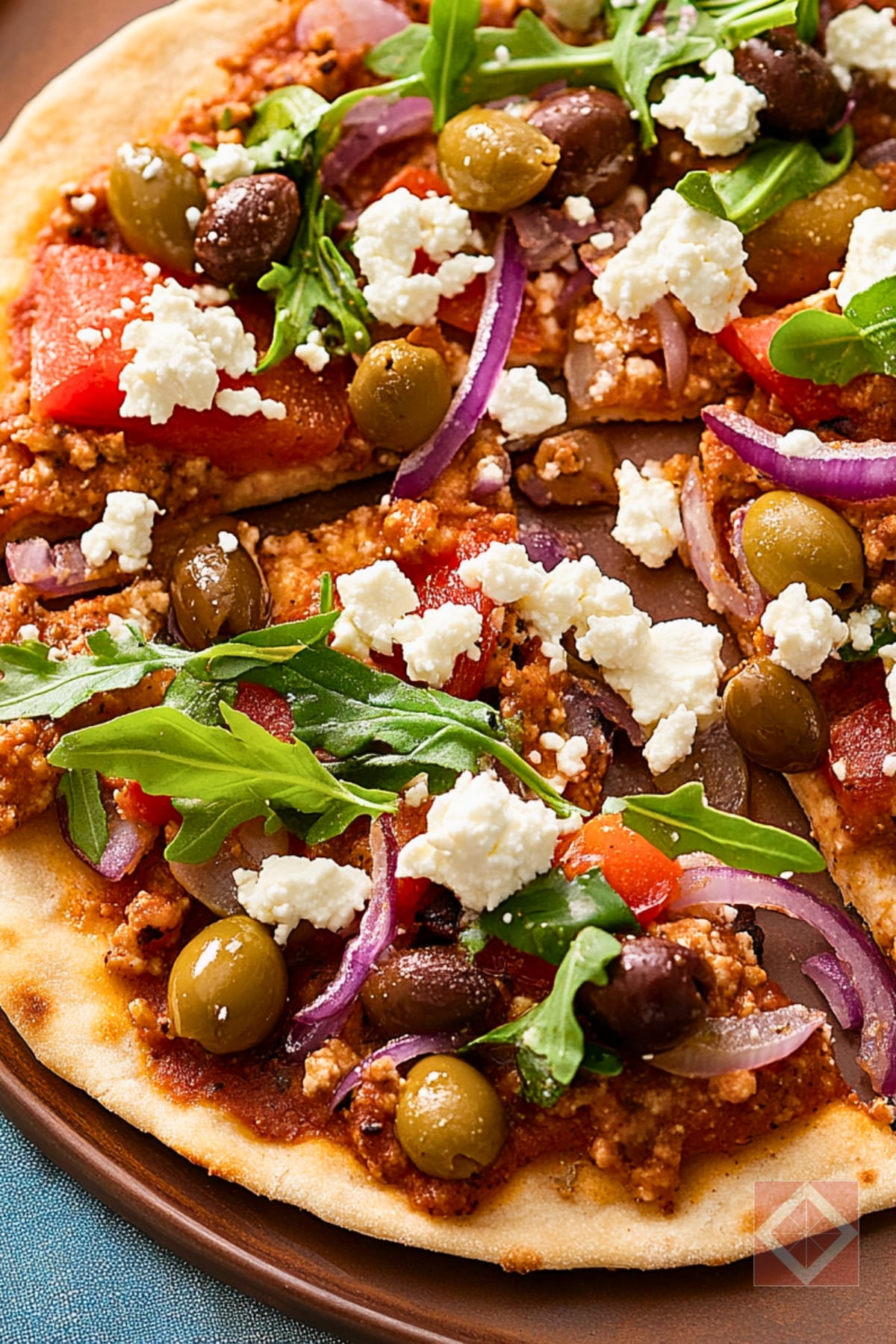Feta & Olive Pita Pizza That's DASH Diet Approved 3 Feta & Olive Pita Pizza That's DASH Diet Approved - Pita Pizza with Olives Feta and Red Onion pin 2 midia