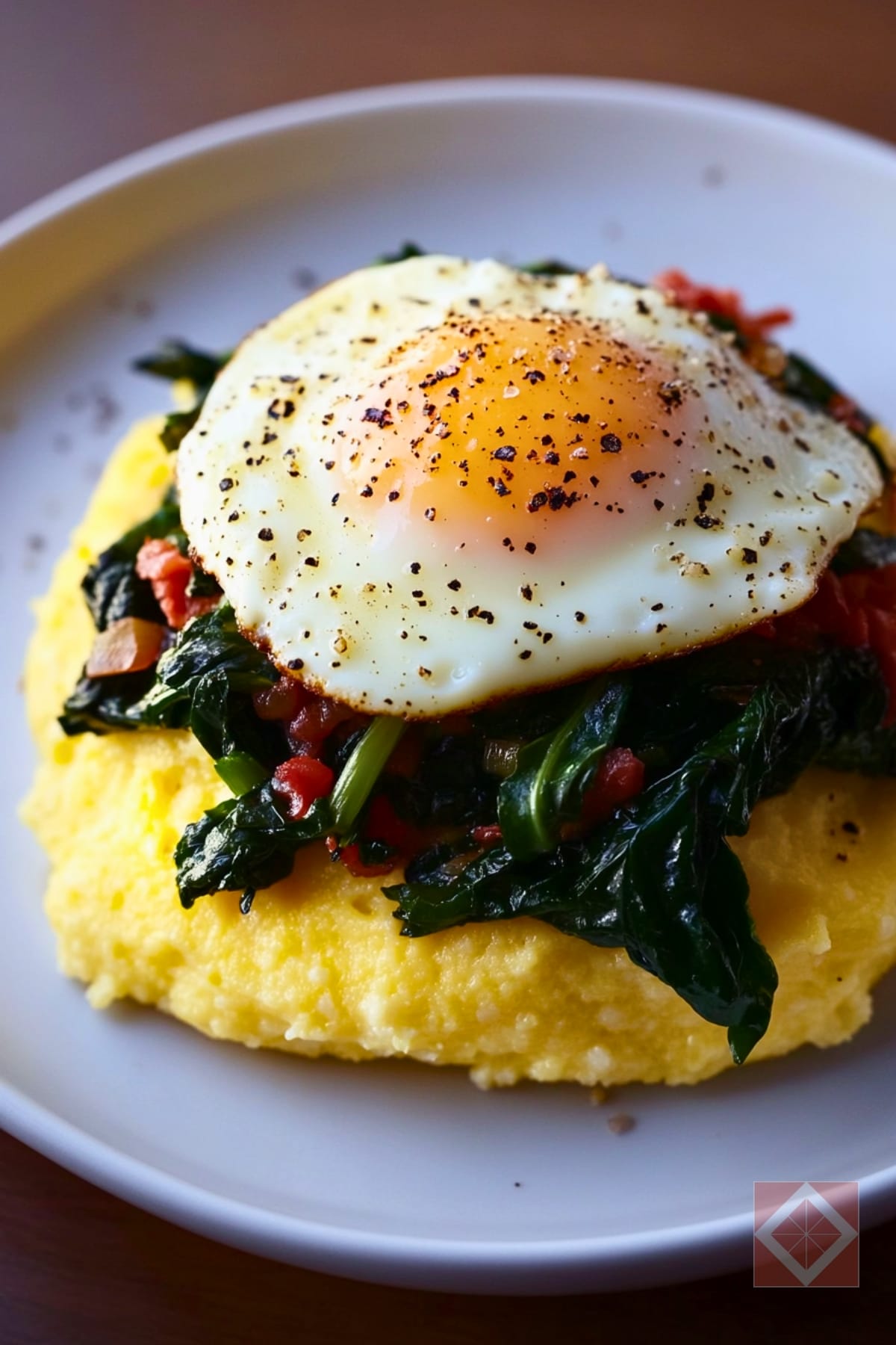 DASH Diet Polenta with Sautéed Chard & Eggs 4 DASH Diet Polenta with Sautéed Chard & Eggs - Polenta with Sauteed Chard and Eggs pin 2 midia