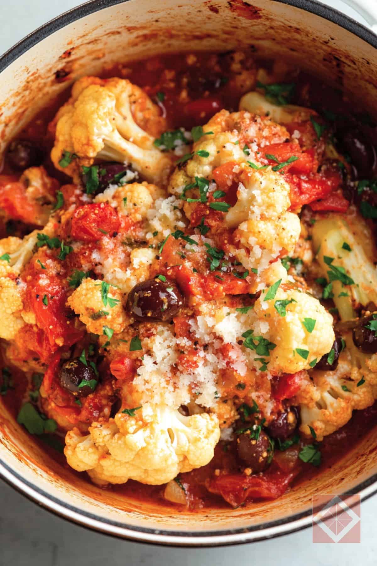 Best Pot-Roasted Cauliflower with Tomatoes & Olives One-Pot Recipe 2 Best Pot-Roasted Cauliflower with Tomatoes & Olives One-Pot Recipe - Pot Roasted Cauliflower with Tomatoes Olives pin 1 midia