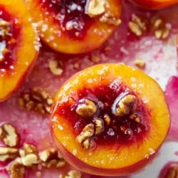 Raspberry-Glazed Peaches with Walnuts for Two Dessert: Easy One-Pot Dessert Recipe 4 Raspberry-Glazed Peaches with Walnuts for Two Dessert: Easy One-Pot Dessert Recipe - Raspberry Glazed Peaches with Walnuts midia