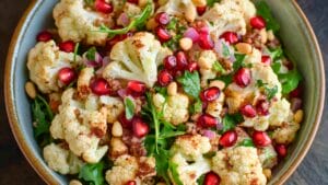 Roasted Cauliflower Salad for a Balanced DASH Diet 1 Roasted Cauliflower Salad for a Balanced DASH Diet - Roasted Cauliflower and Arugula Salad with Pomegranate and Pine Nuts midia