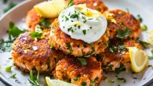 Lemon-Pepper Salmon Cakes for a DASH Diet Plan 1 Lemon-Pepper Salmon Cakes for a DASH Diet Plan - Salmon Cakes with Bell Pepper and Lemon Yogurt midia