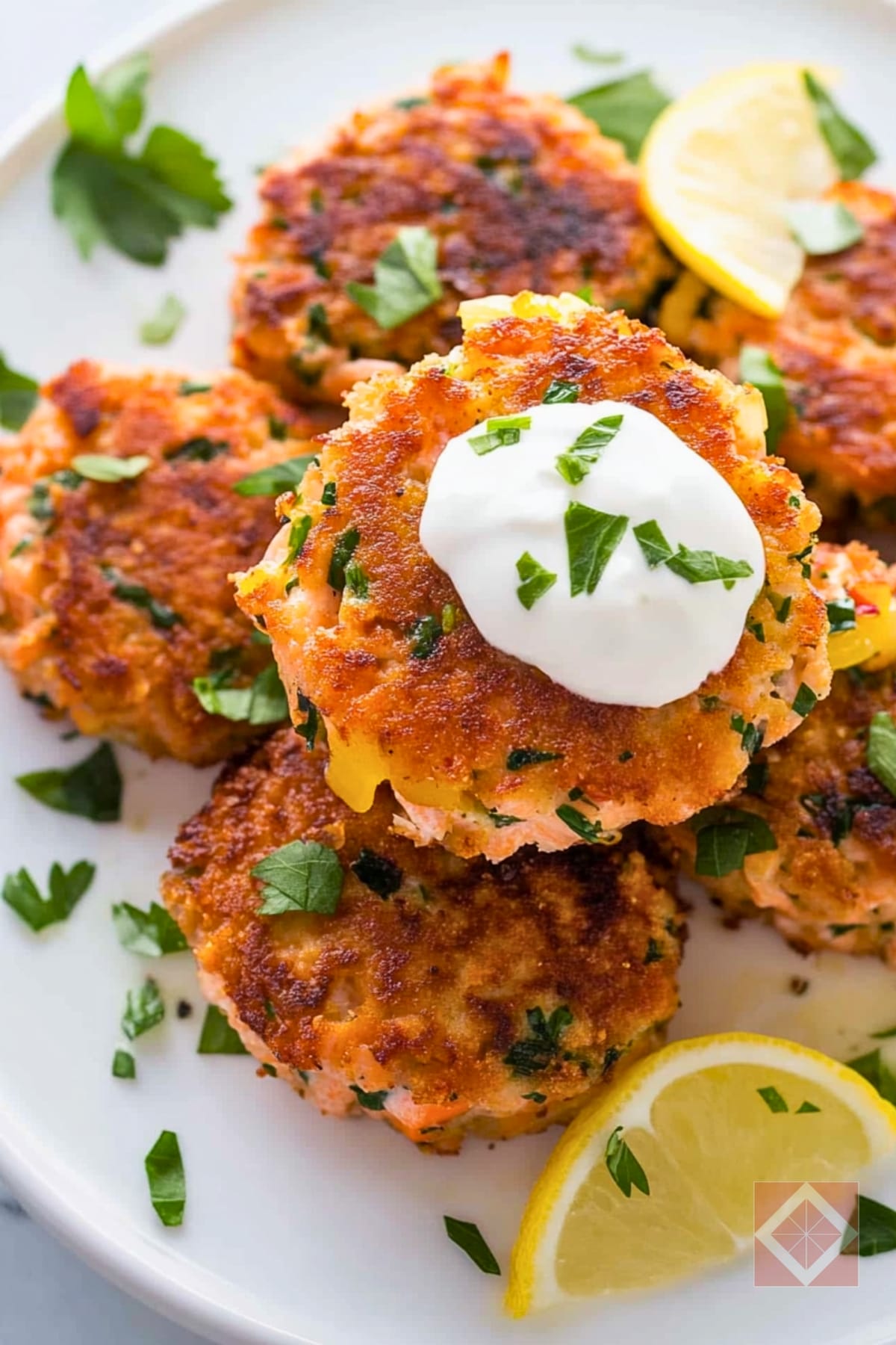 Lemon-Pepper Salmon Cakes for a DASH Diet Plan 2 Lemon-Pepper Salmon Cakes for a DASH Diet Plan - Salmon Cakes with Bell Pepper and Lemon Yogurt pin 1 midia