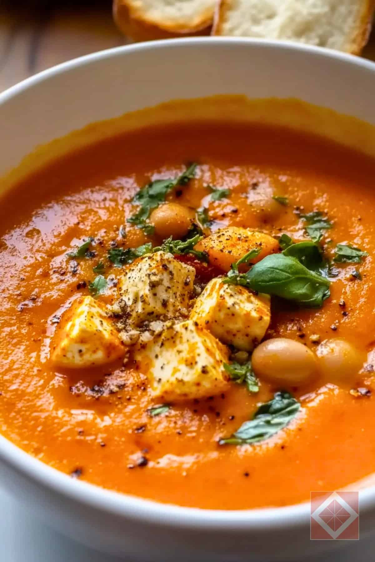 High-Protein Harissa Tomato Soup with Crispy Butter Beans 3 High-Protein Harissa Tomato Soup with Crispy Butter Beans - Smoky High Protein Vegan Soup with Harissa Beans pin 1 midia