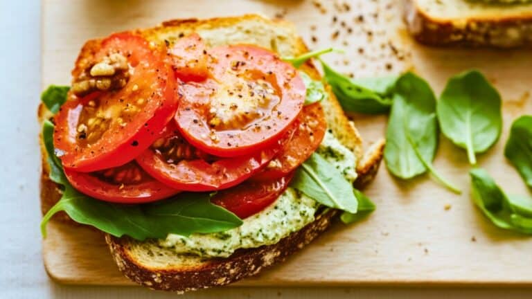 Sourdough Heirloom Tomato Sandwich with Vegan Pesto 5 Sourdough Heirloom Tomato Sandwich with Vegan Pesto - Sourdough Heirloom Tomato Sandwich with Vegan Pesto midia