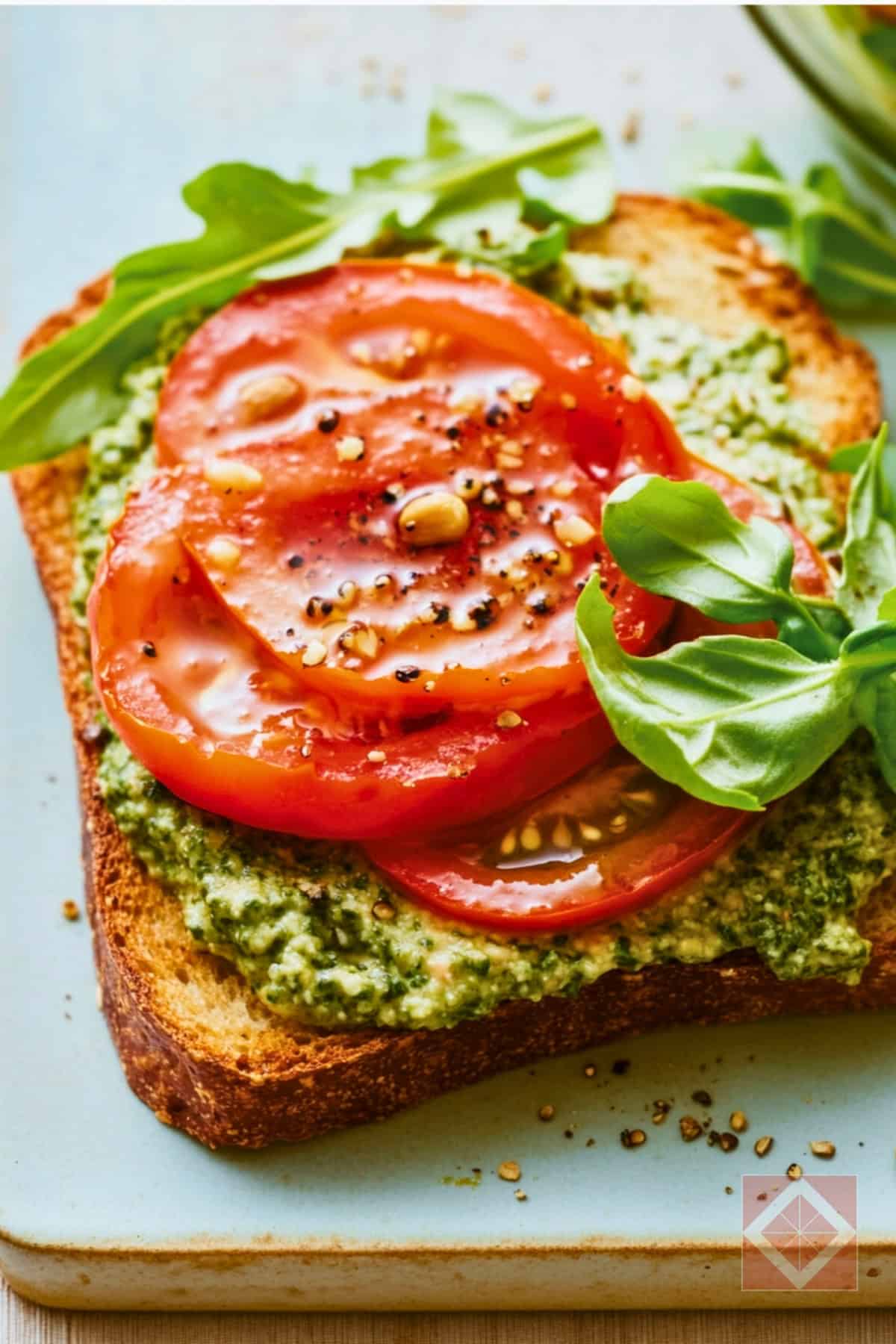 Sourdough Heirloom Tomato Sandwich with Vegan Pesto 3 Sourdough Heirloom Tomato Sandwich with Vegan Pesto - Sourdough Heirloom Tomato Sandwich with Vegan Pesto pin 2 midia