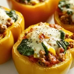 Easy Stuffed Peppers with Turkey & Spinach Filling 6 Easy Stuffed Peppers with Turkey & Spinach Filling - Turkey Spinach Stuffed Bell Peppers midia