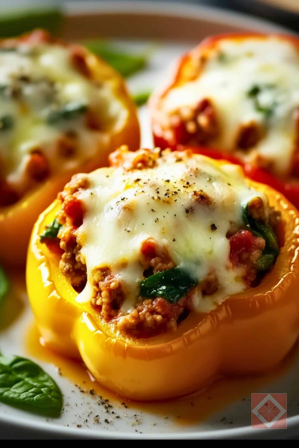Easy Stuffed Peppers with Turkey & Spinach Filling 3 Easy Stuffed Peppers with Turkey & Spinach Filling - Turkey Spinach Stuffed Bell Peppers pin 1 midia