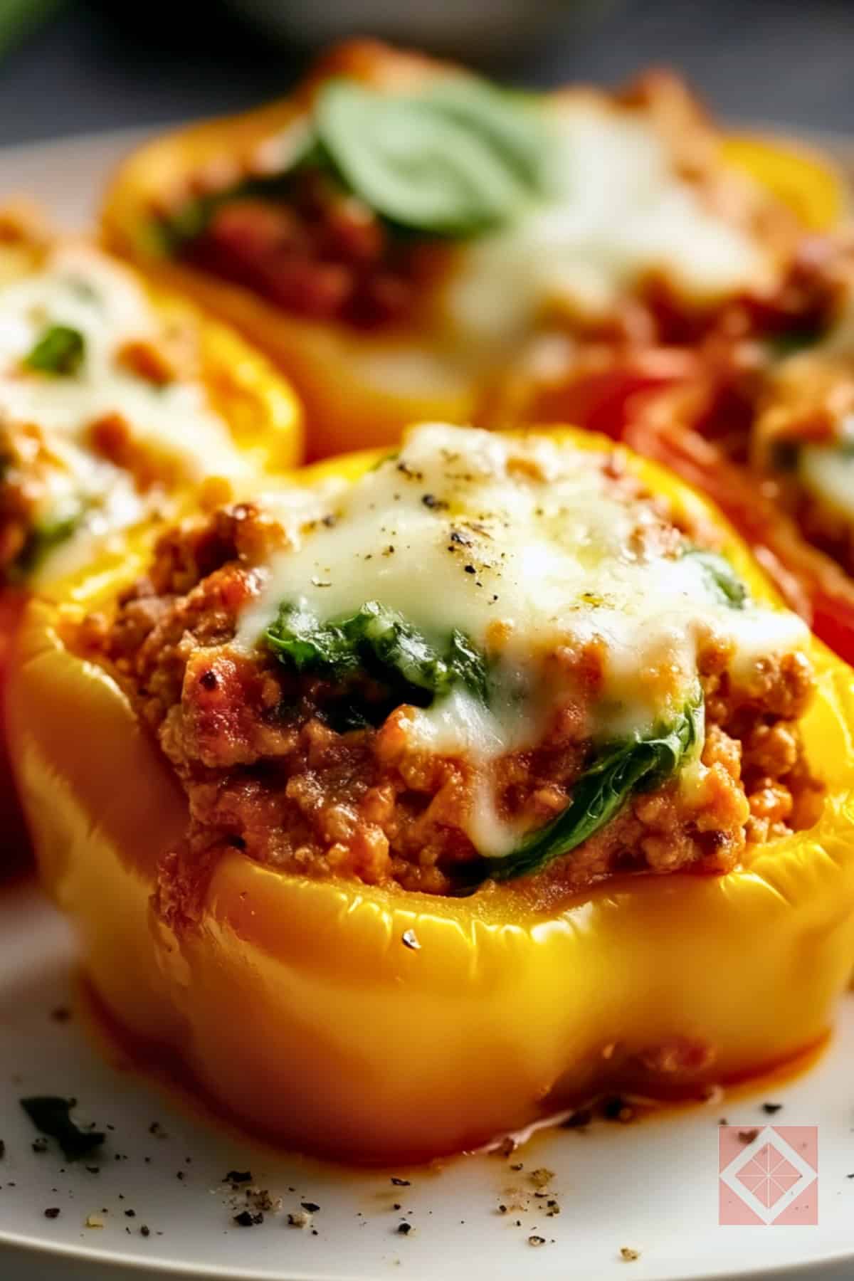 Easy Stuffed Peppers with Turkey & Spinach Filling 4 Easy Stuffed Peppers with Turkey & Spinach Filling - Turkey Spinach Stuffed Bell Peppers pin 2 midia