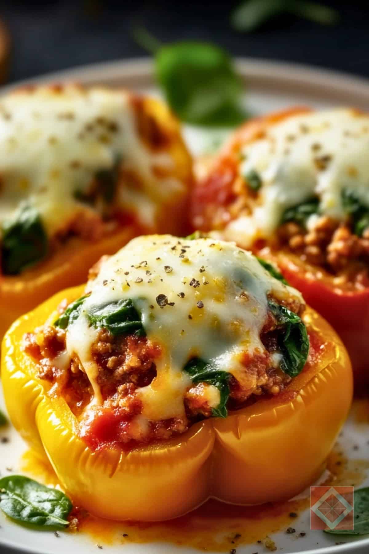 Easy Stuffed Peppers with Turkey & Spinach Filling 5 Easy Stuffed Peppers with Turkey & Spinach Filling - Turkey Spinach Stuffed Bell Peppers pin 3 midia