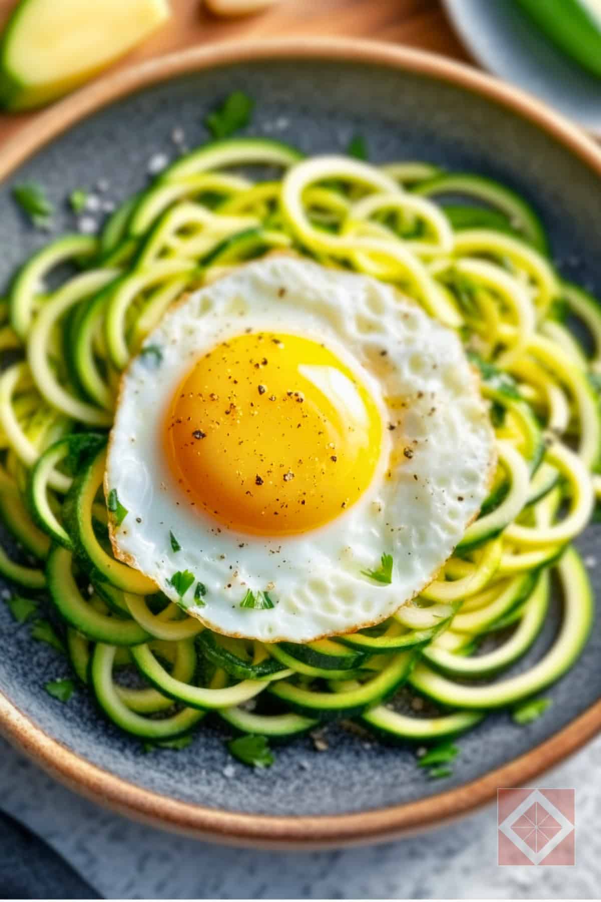 Healthy & Delicious Zucchini Noodles with Egg For High Protein / Low Carb 3 Healthy & Delicious Zucchini Noodles with Egg For High Protein / Low Carb - Zucchini Noodles with Egg pin 1 midia