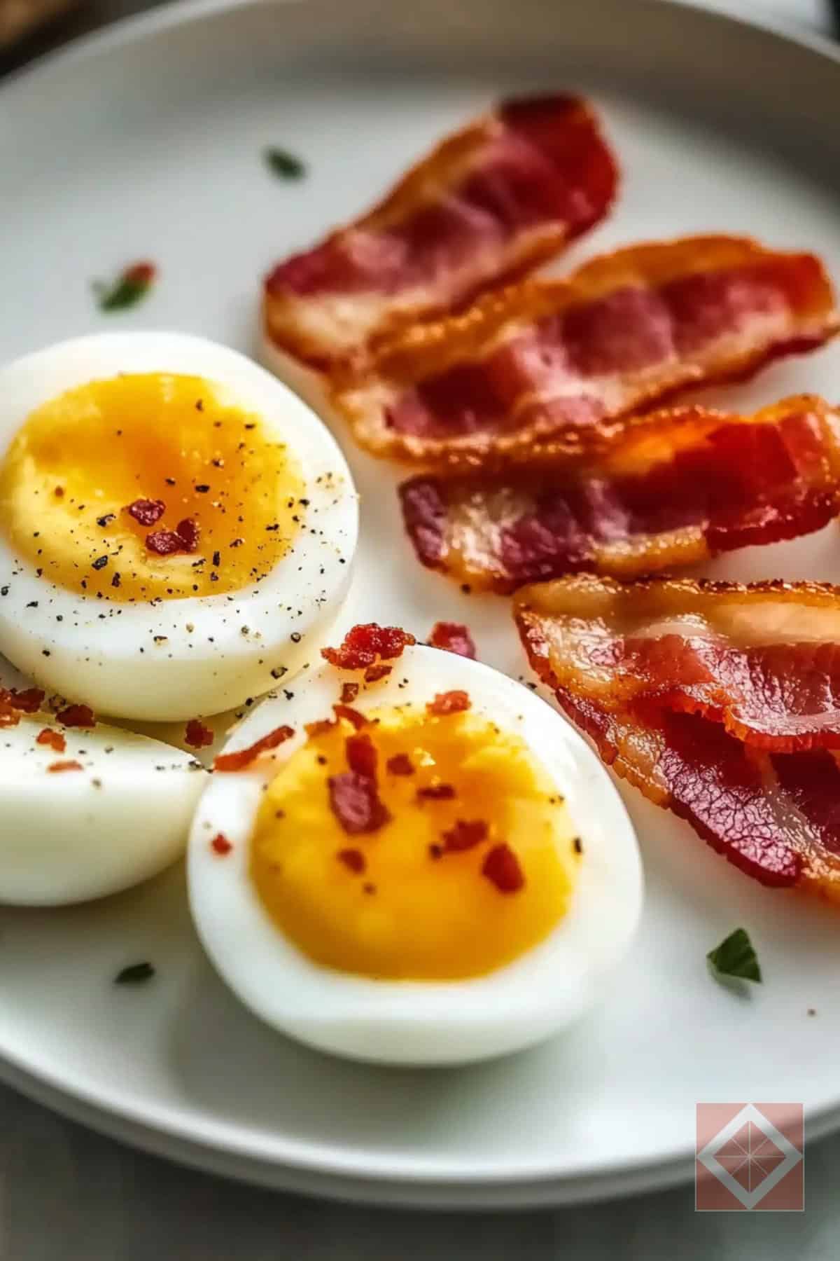 Soft-Boiled Eggs with Bacon Air Fryer Recipe for Low-Carb Eating 2 Soft-Boiled Eggs with Bacon Air Fryer Recipe for Low-Carb Eating - Soft Boiled Eggs with Bacon Air Fryer pin 1 midia